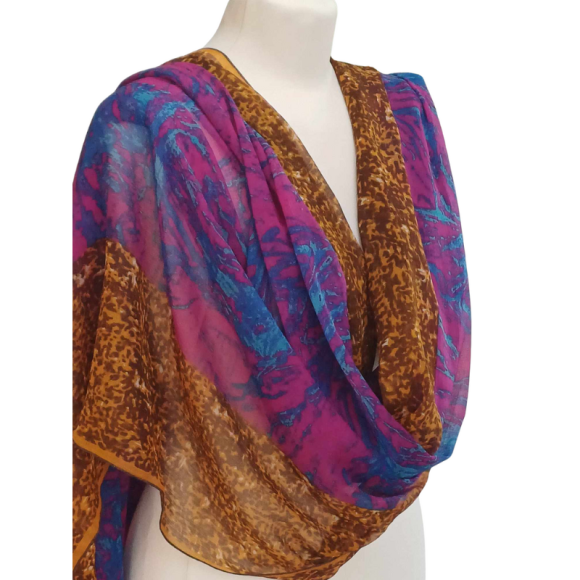 Szal z szyfonu jedwabnego, niezwykle cienki i zwiewny