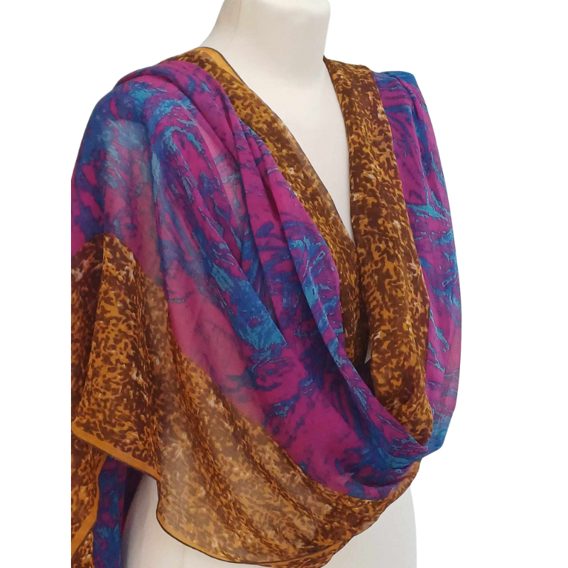 Szal z szyfonu jedwabnego, niezwykle cienki i zwiewny