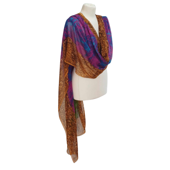 Szal z szyfonu jedwabnego, niezwykle cienki i zwiewny