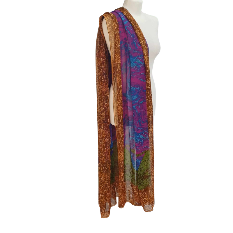 Szal z szyfonu jedwabnego, niezwykle cienki i zwiewny