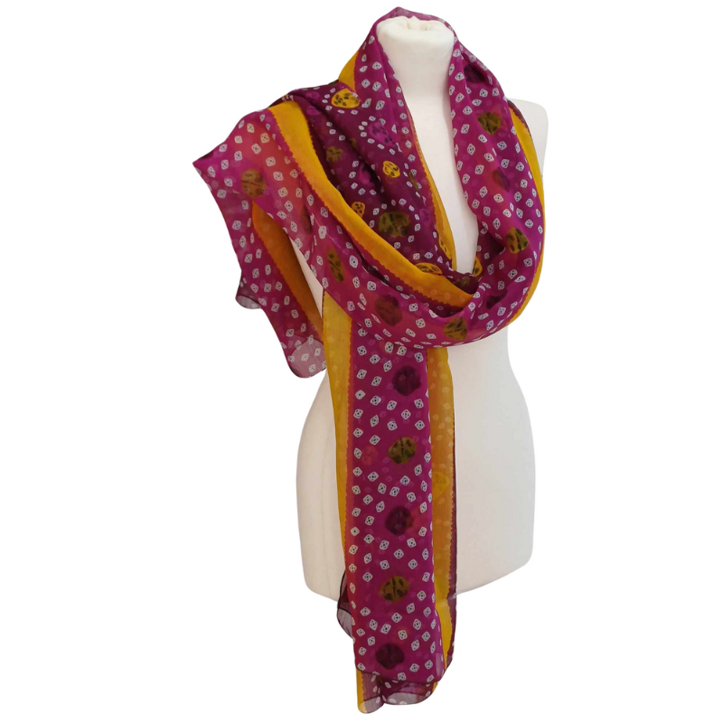 Szal z szyfonu jedwabnego, niezwykle cienki i zwiewny