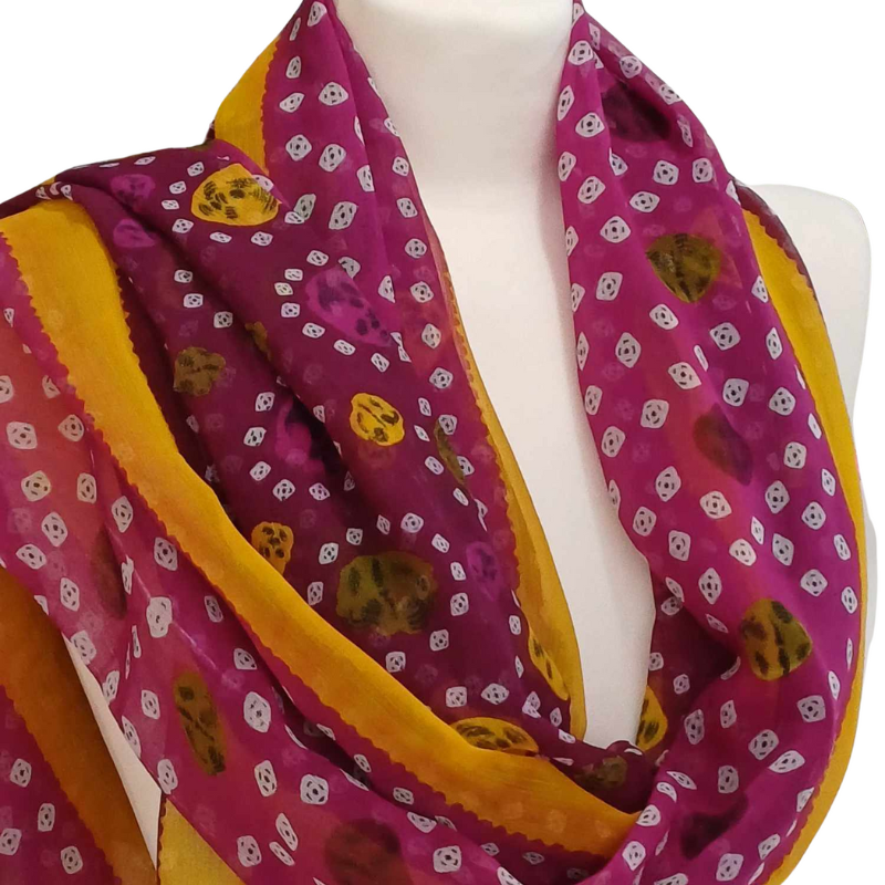 Szal z szyfonu jedwabnego, niezwykle cienki i zwiewny