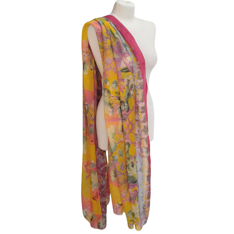 Szal z szyfonu jedwabnego, niezwykle cienki i zwiewny