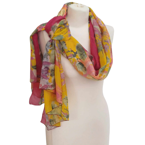 Szal z szyfonu jedwabnego, niezwykle cienki i zwiewny