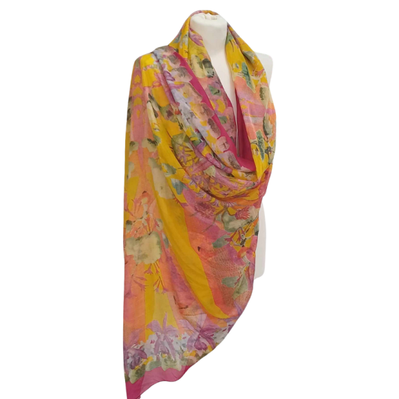 Szal z szyfonu jedwabnego, niezwykle cienki i zwiewny