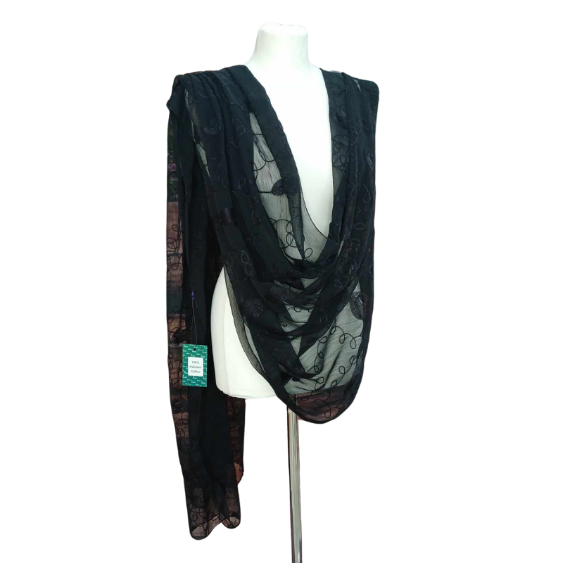 Szal z szyfonu jedwabnego, niezwykle cienki i zwiewny