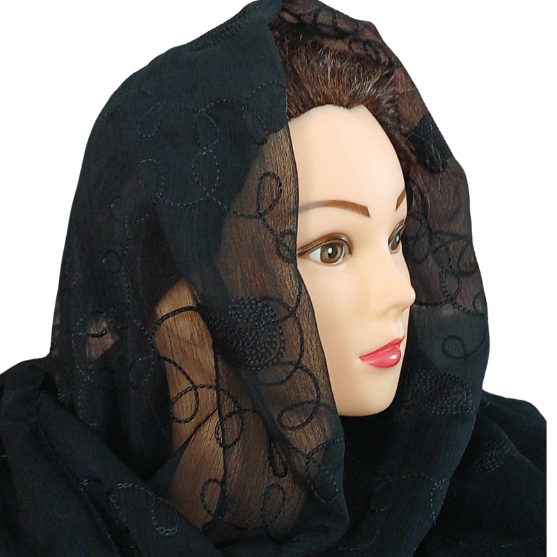 Szal z szyfonu jedwabnego, niezwykle cienki i zwiewny