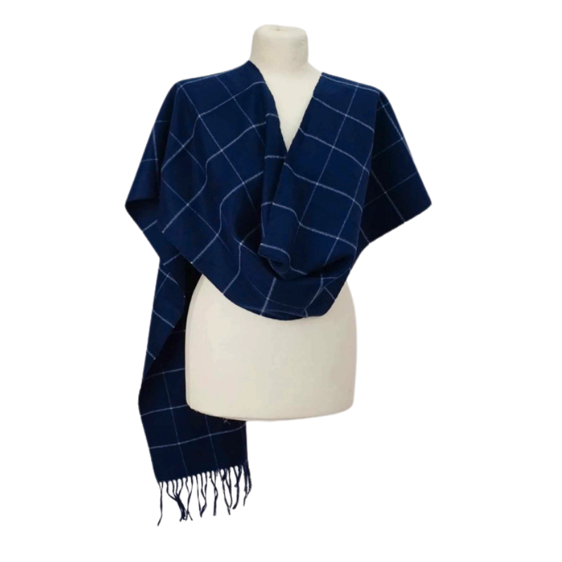 Szal z wełny jagnięcej- wzór kraty