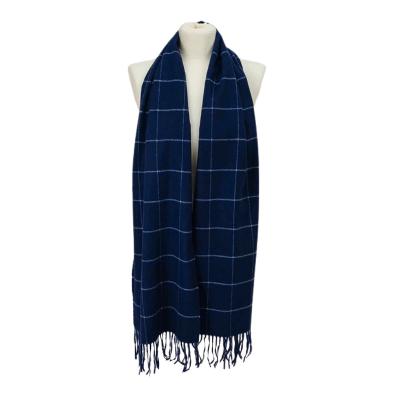 Szal z wełny jagnięcej- wzór kraty