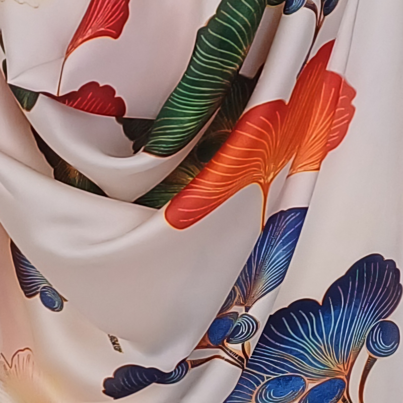 SZAL - drukowana jedwabna satyna z jedwabnym poliestrem