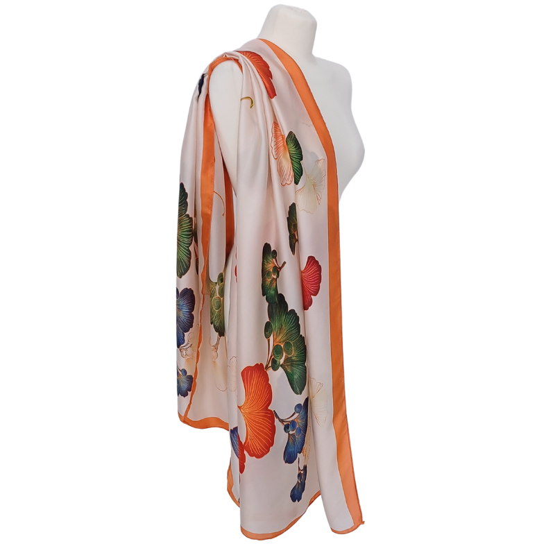 SZAL - drukowana jedwabna satyna z jedwabnym poliestrem