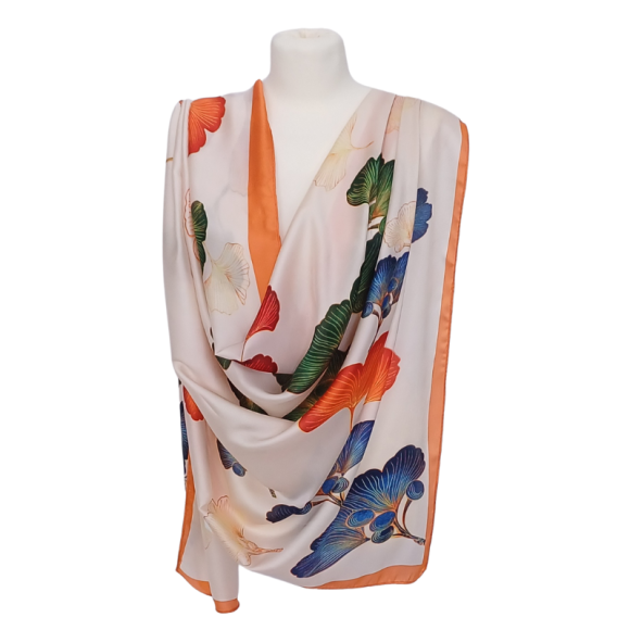 SZAL - drukowana jedwabna satyna z jedwabnym poliestrem