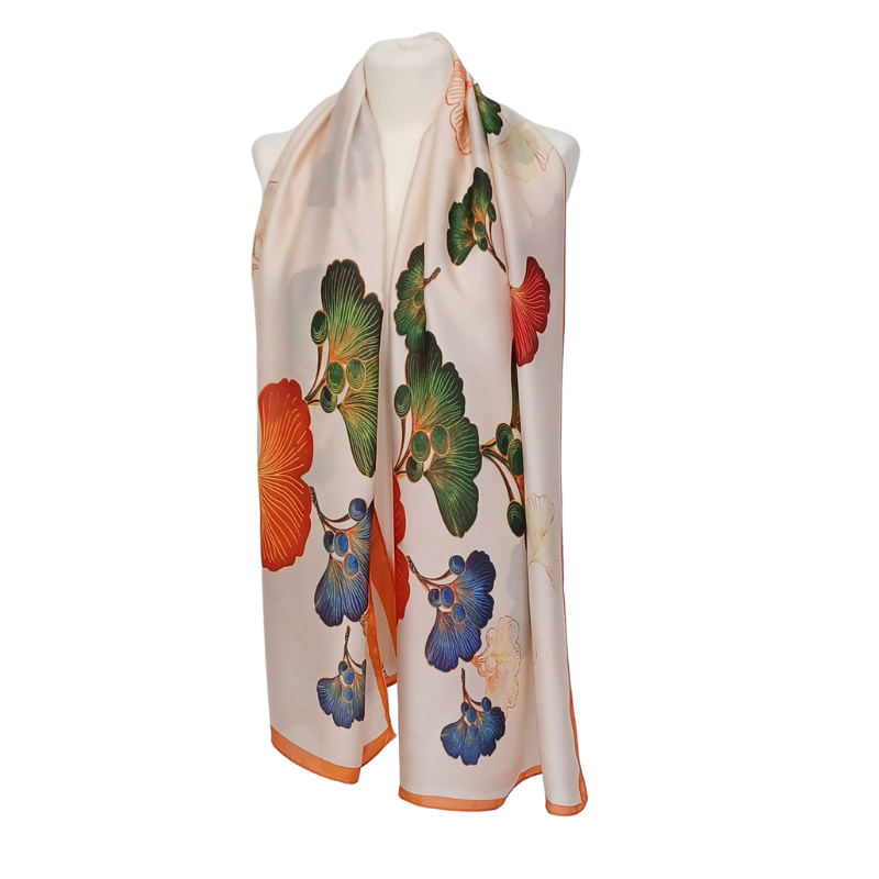 SZAL - drukowana jedwabna satyna z jedwabnym poliestrem