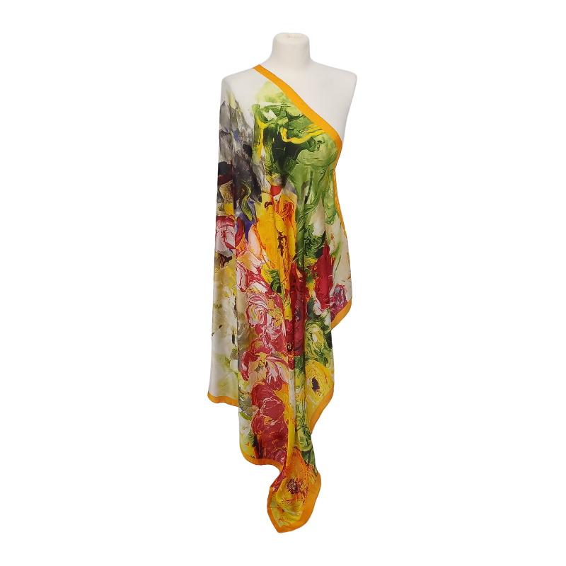 Chusta -  drukowana jedwabna satyna z jedwabnym poliestrem