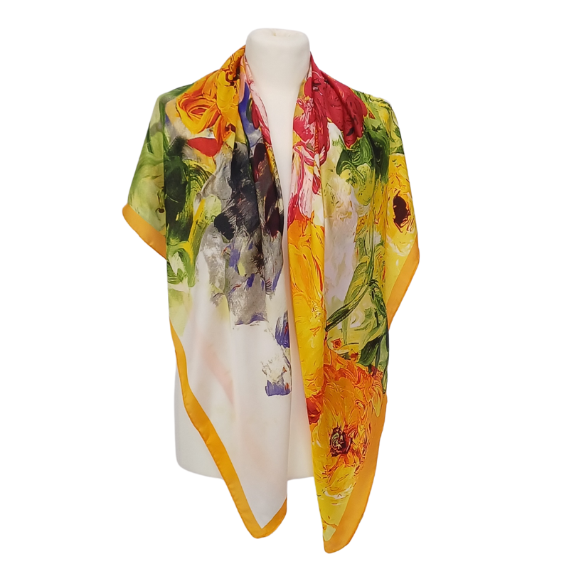 Chusta -  drukowana jedwabna satyna z jedwabnym poliestrem