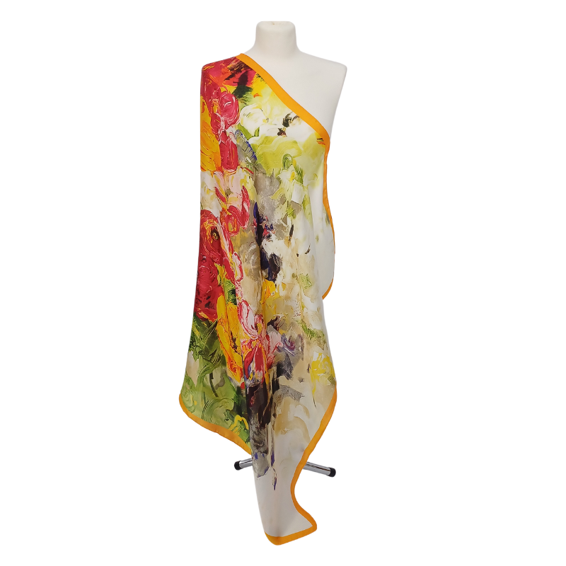 Chusta -  drukowana jedwabna satyna z jedwabnym poliestrem