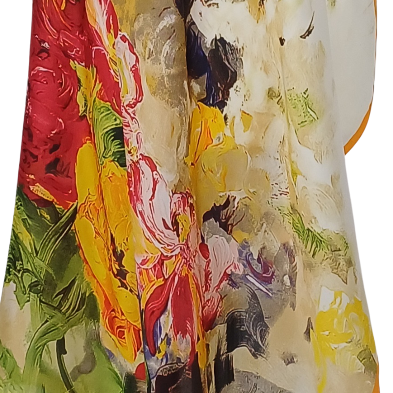 Chusta -  drukowana jedwabna satyna z jedwabnym poliestrem