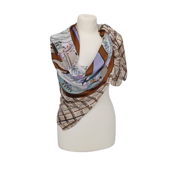 Chusta -  drukowana jedwabna satyna z jedwabnym poliestrem