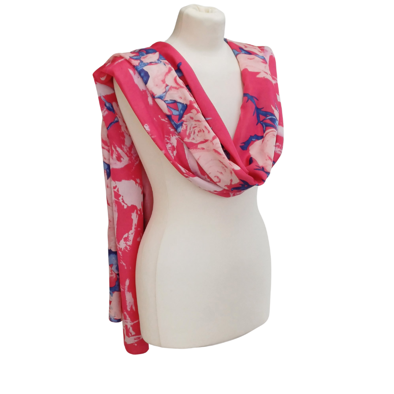 Szal jedwabny w stylu nepalskim -  jednostronny