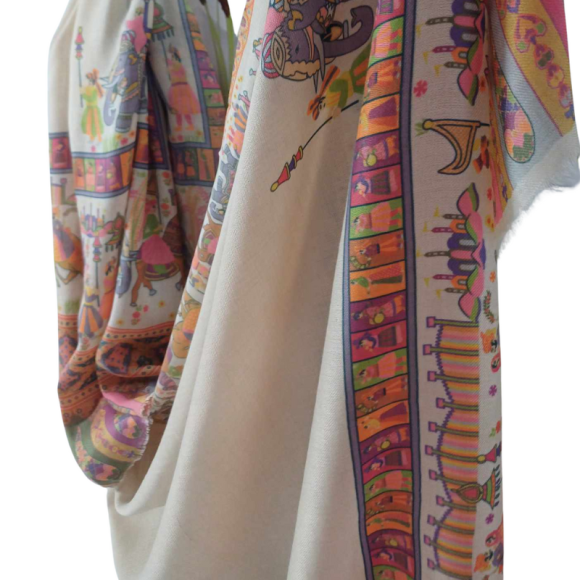 SZAL  - 100%   Kaszmir  / Paszhmina  -  KALAMKARI