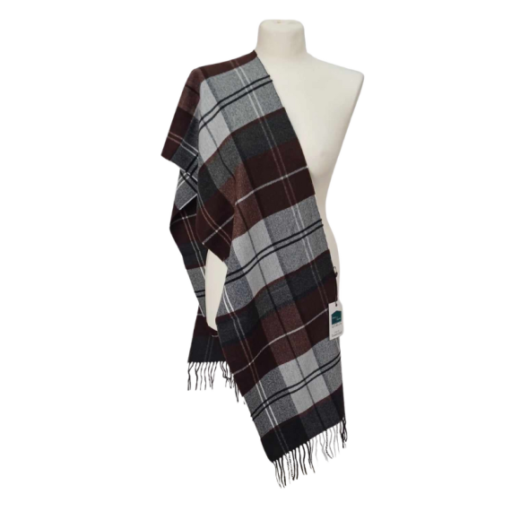 Szal z wełny jagnięcej- wzór kraty