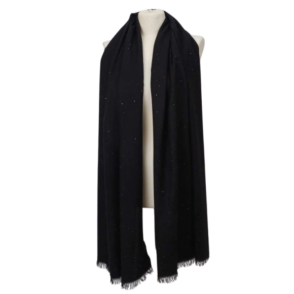 Szal wełniany z runa Kozy Changthangi, zdobiony malutkimi cekinami.