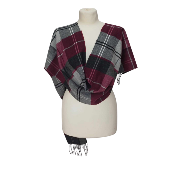 Szal z wełny jagnięcej- wzór kraty