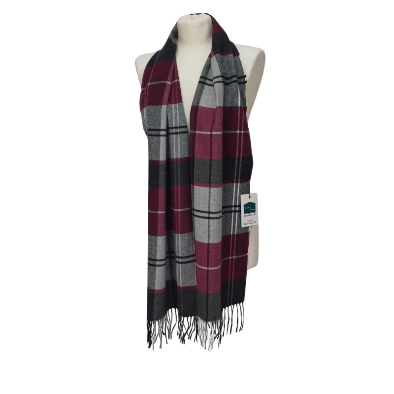 Szal z wełny jagnięcej- wzór kraty