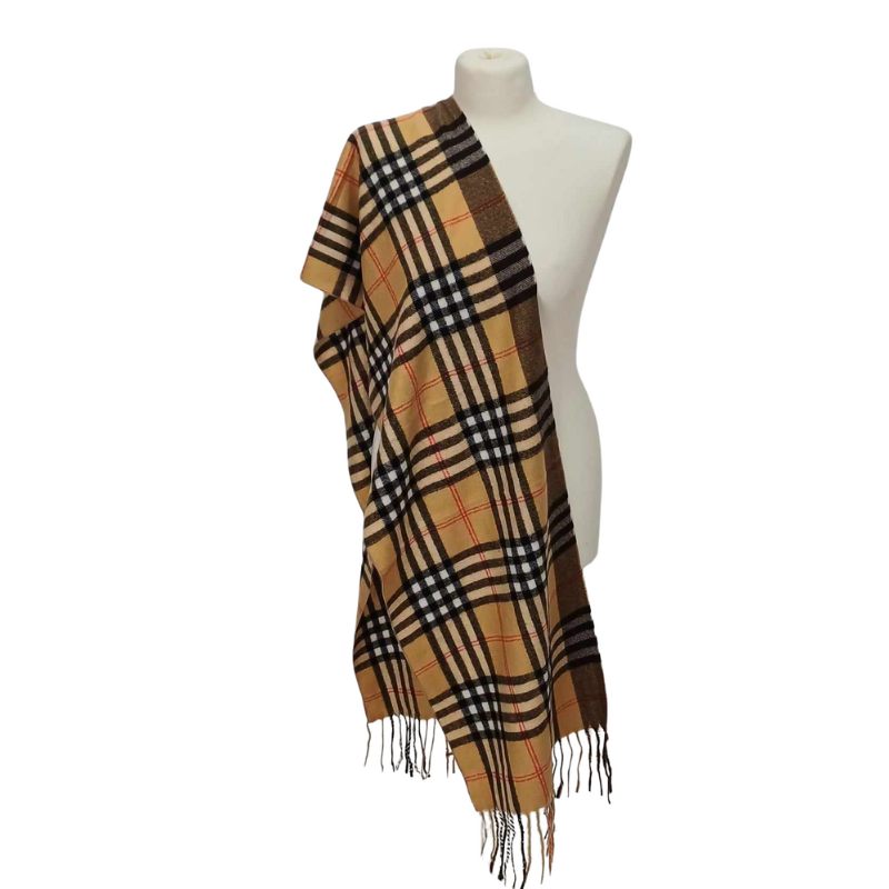 Szal z wełny jagnięcej- wzór kraty