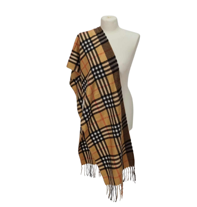 Szal z wełny jagnięcej- wzór kraty