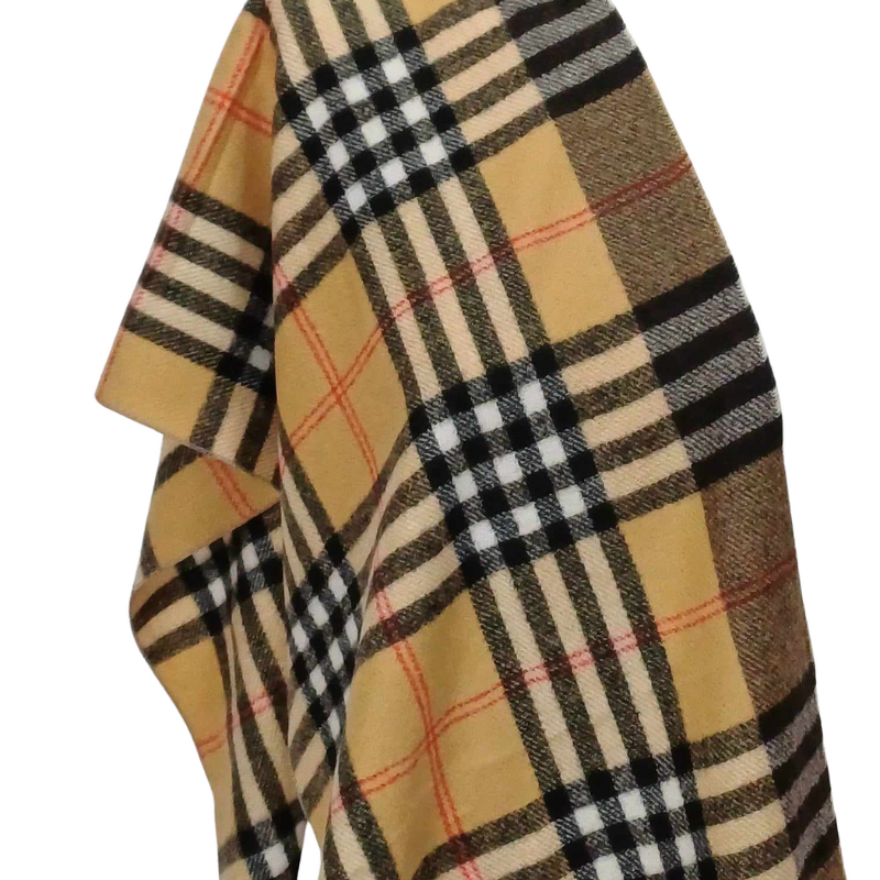 Szal z wełny jagnięcej- wzór kraty