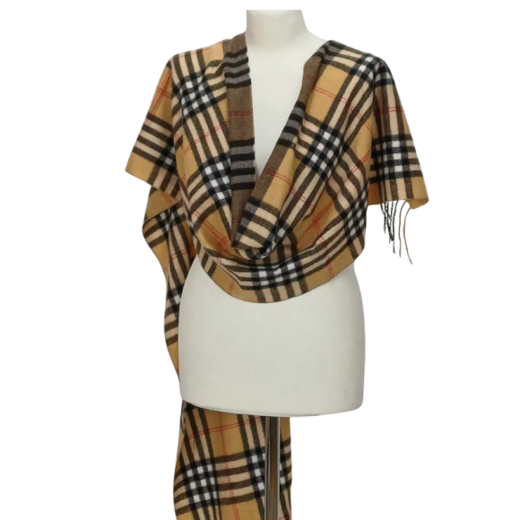 Szal z wełny jagnięcej- wzór kraty