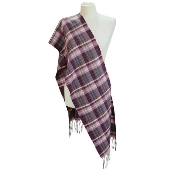 Szal z wełny jagnięcej- wzór kraty