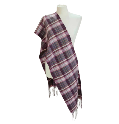 Szal z wełny jagnięcej- wzór kraty