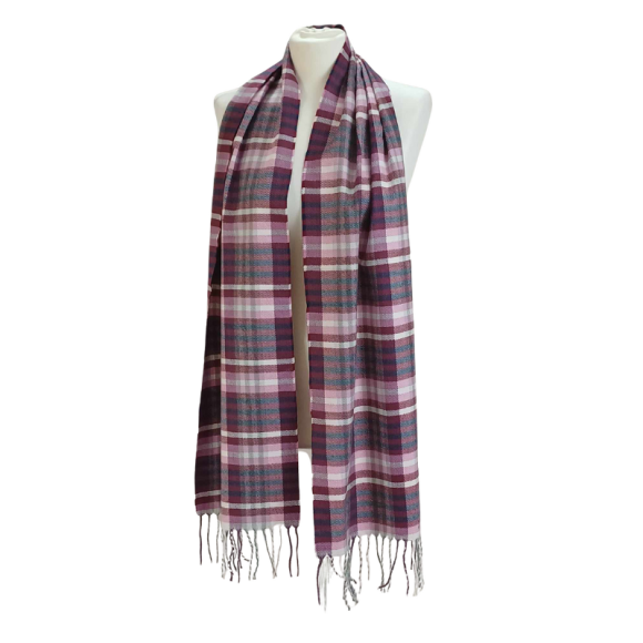 Szal z wełny jagnięcej- wzór kraty