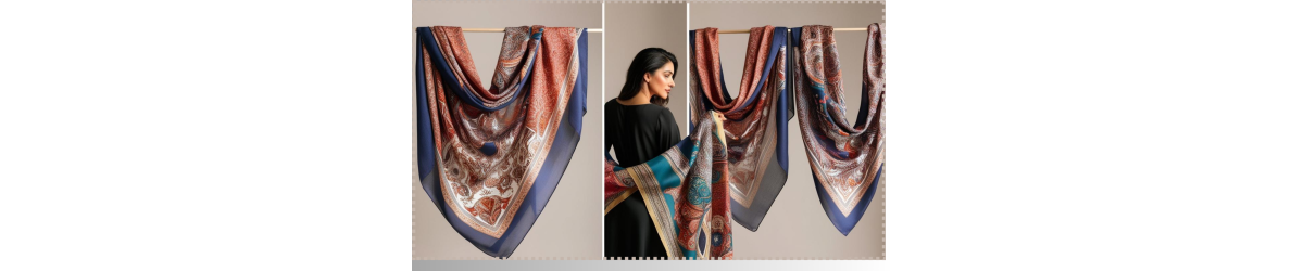 SZALE   drukowane z jedwabnego   SZYFONU